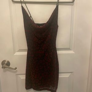 Black and maroon cheetah print Urban Outfitters cowl neck dress size xs